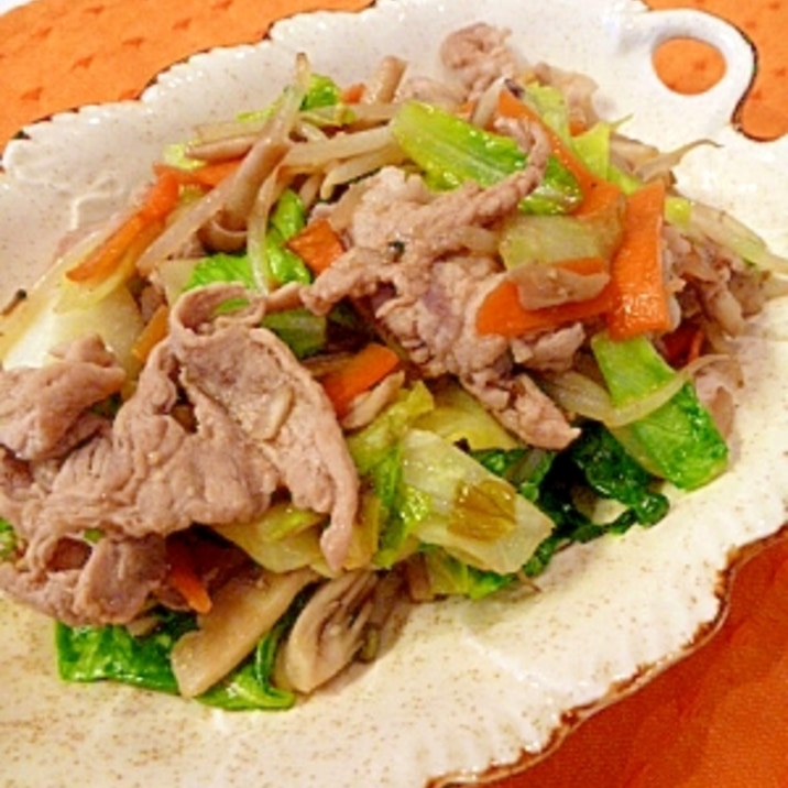 生姜醤油で簡単!肉野菜炒め。